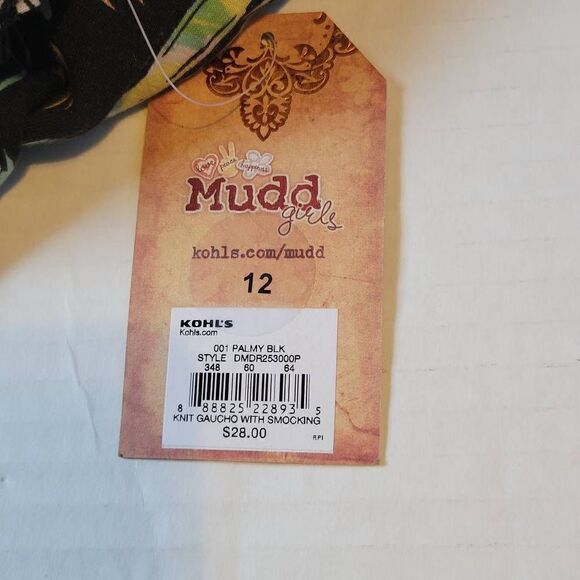 Mudd Girls Smocked Gaucho Pants with Palm Pattern Size 12 - Picture 4 of 5